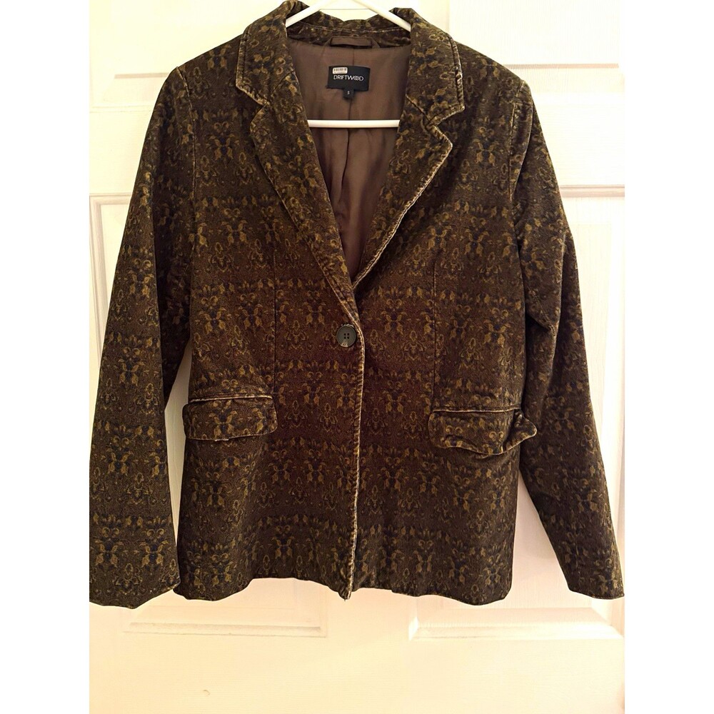 Burnt Driftwood Brown Button-Front Lined Blazer Jacket Size S Long Sleeve